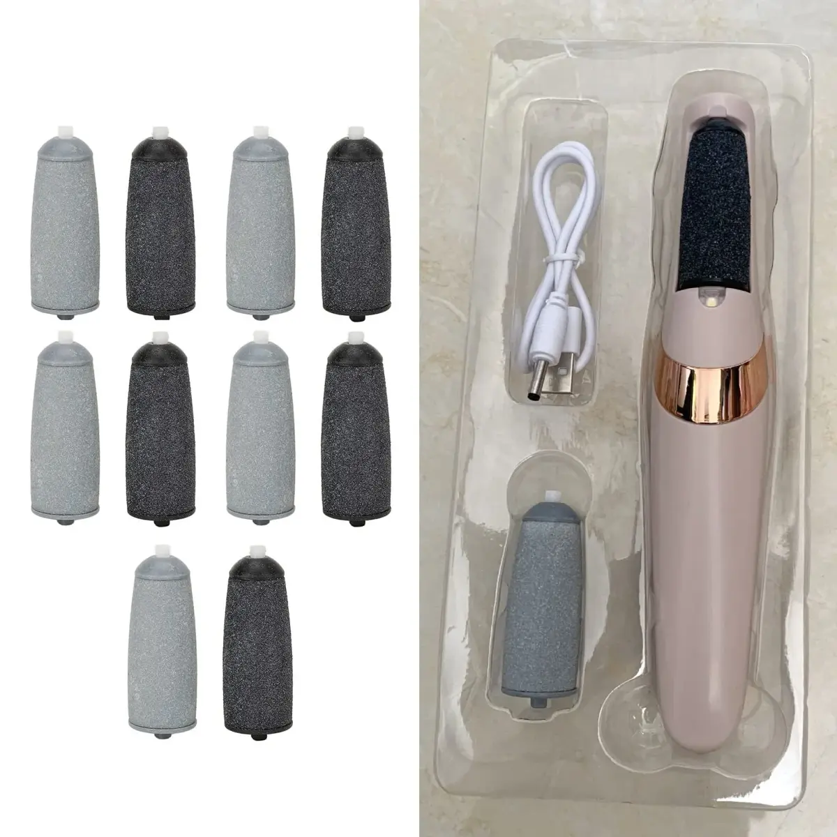 Zerone Replacement Roller Heads for Electric Foot File 10pc (Coarse & Fine) | Sandstone & ABS - view 8