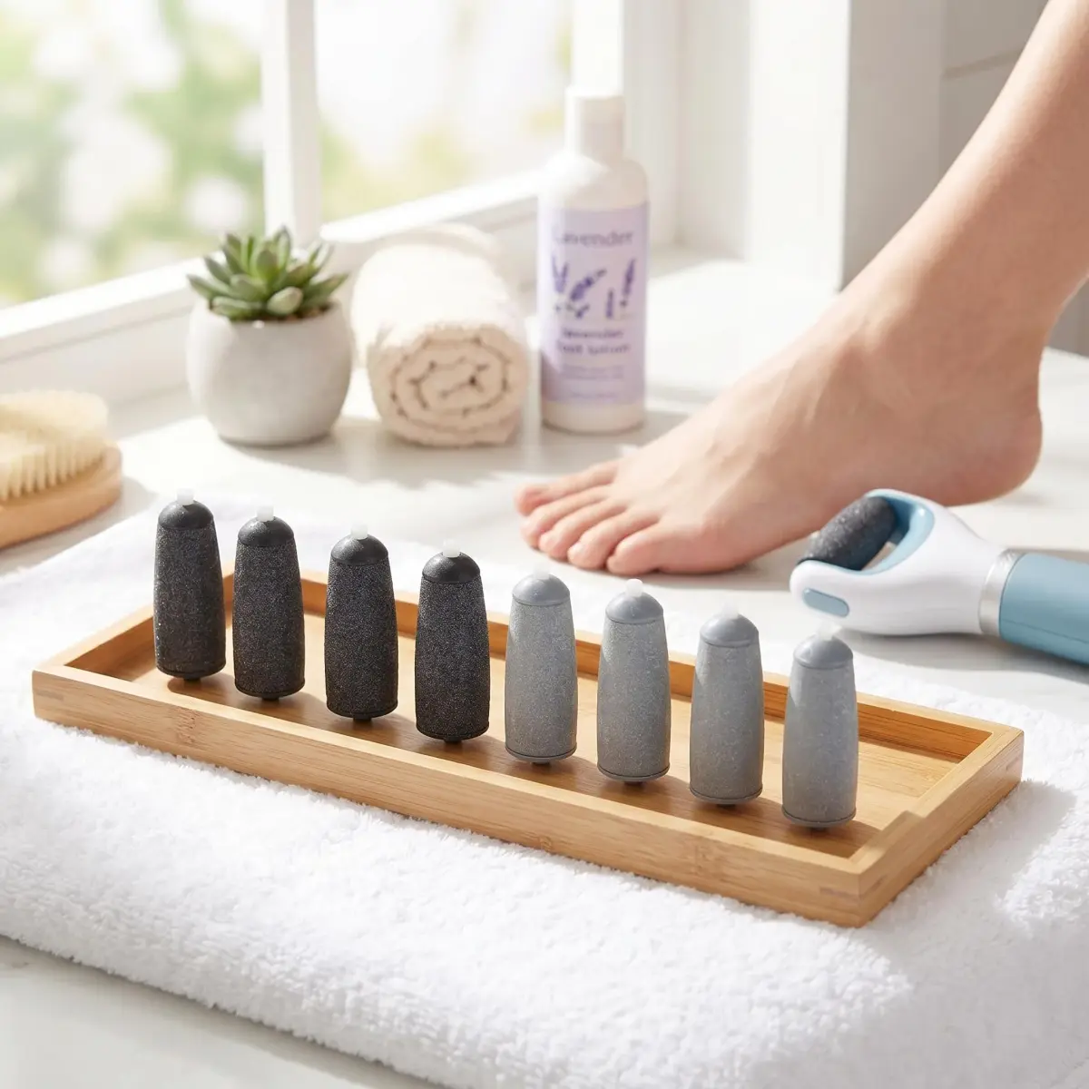 Zerone Replacement Roller Heads for Electric Foot File 10pc (Coarse & Fine) | Sandstone & ABS - view 3