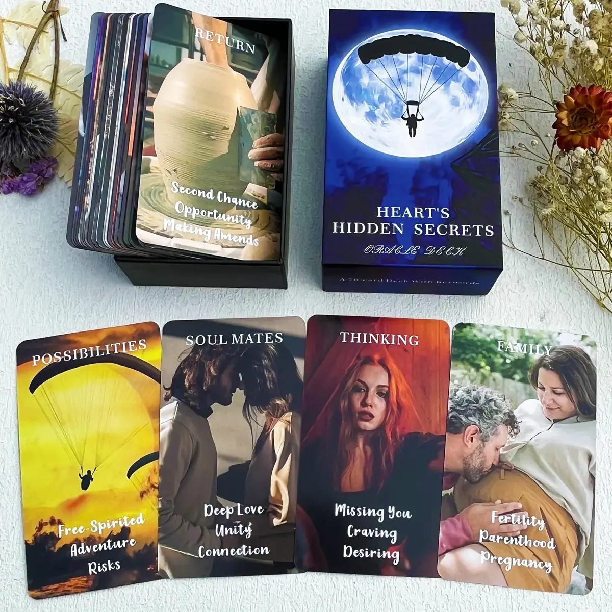 soulme Twin Flame Love Oracle Cards, Hearts Hidden Secrets Oracle Deck, 78 Cards for Beginners | Uncover True Heart Space - main product image