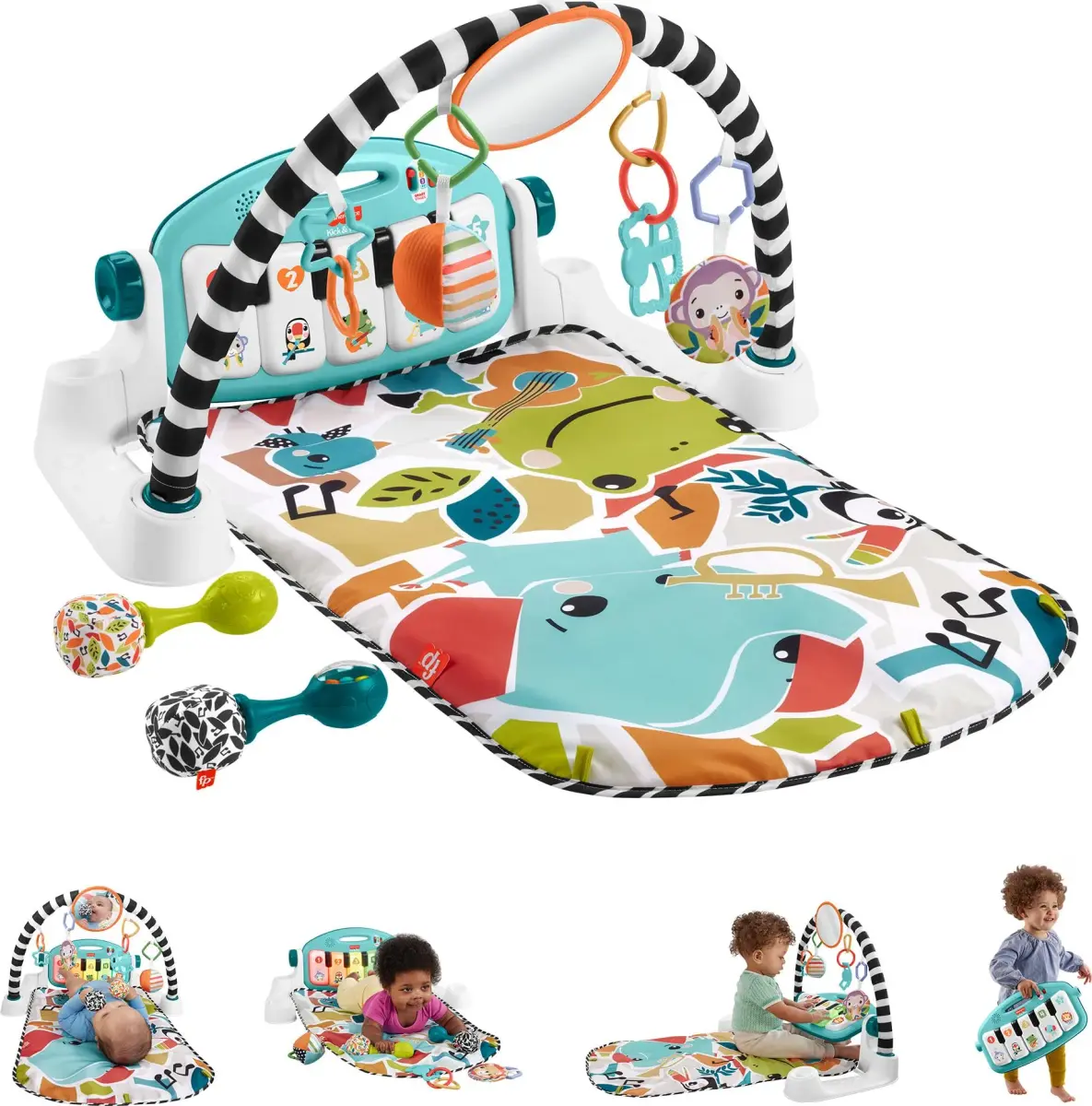 Fisher-Price Glow and Grow Kick & Play Piano Gym with Maracas | 91cm (36in) x 71cm (28in) Playmat | Ages 0+ Months - main product image