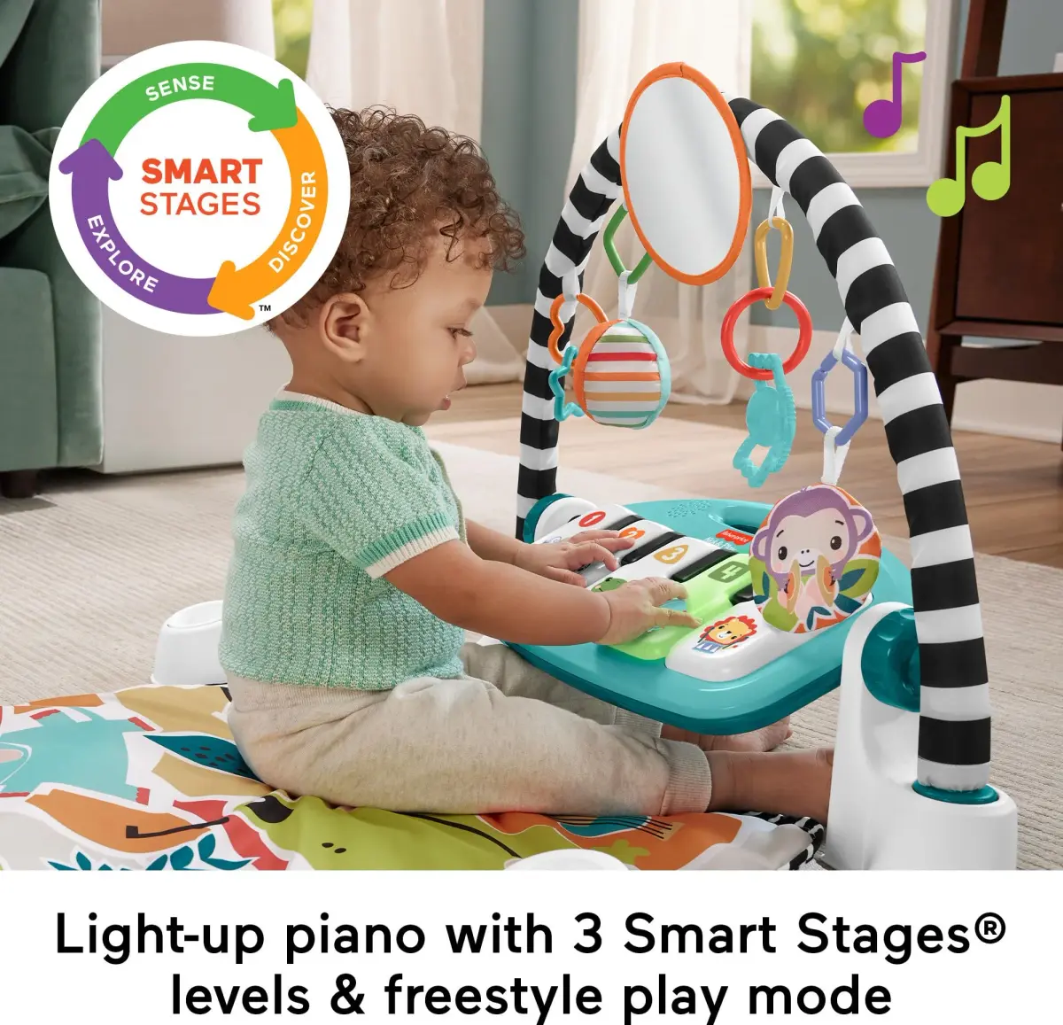 Fisher-Price Glow and Grow Kick & Play Piano Gym with Maracas | 91cm (36in) x 71cm (28in) Playmat | Ages 0+ Months - view 5