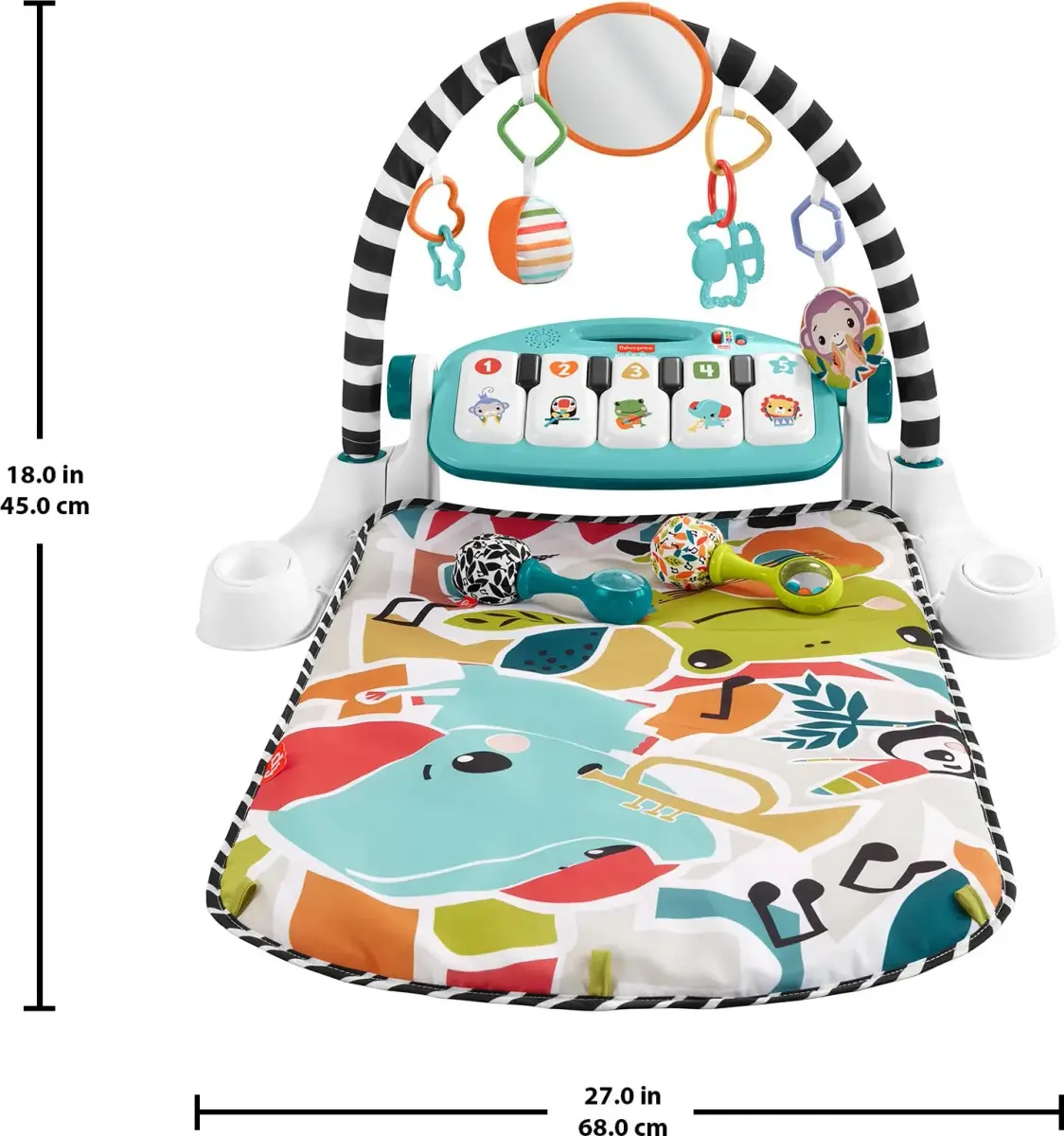 Fisher-Price Glow and Grow Kick & Play Piano Gym with Maracas | 91cm (36in) x 71cm (28in) Playmat | Ages 0+ Months - view 7