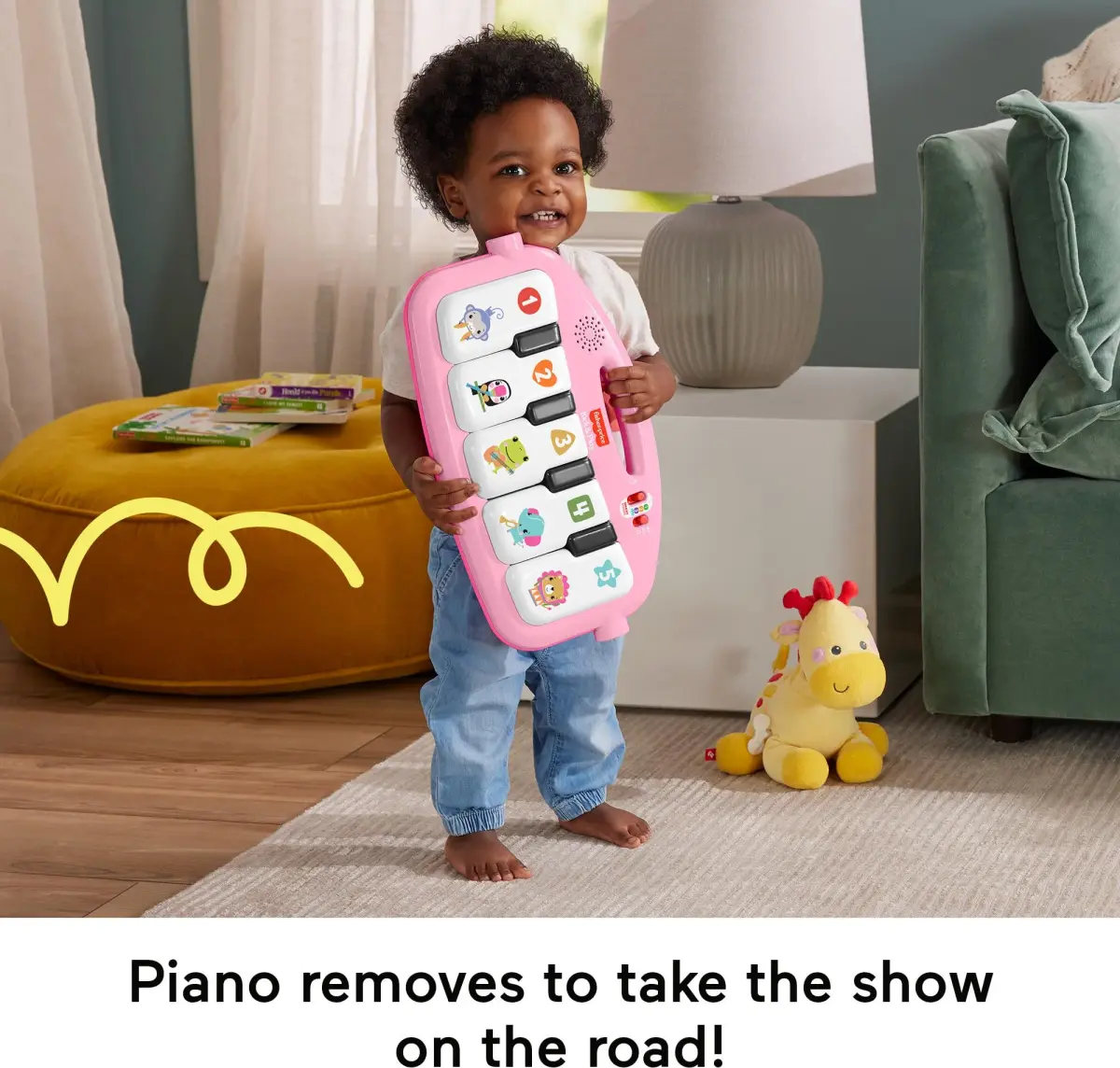 Fisher-Price Glow and Grow Kick & Play Piano Gym with Maracas | 91.4 cm (36 in) Lay & Play, Tummy Time, Sit & Play, Take-Along - view 5
