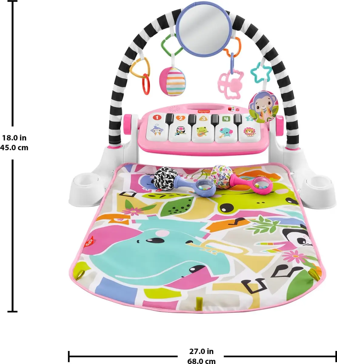 Fisher-Price Glow and Grow Kick & Play Piano Gym with Maracas | 91.4 cm (36 in) Lay & Play, Tummy Time, Sit & Play, Take-Along - view 6