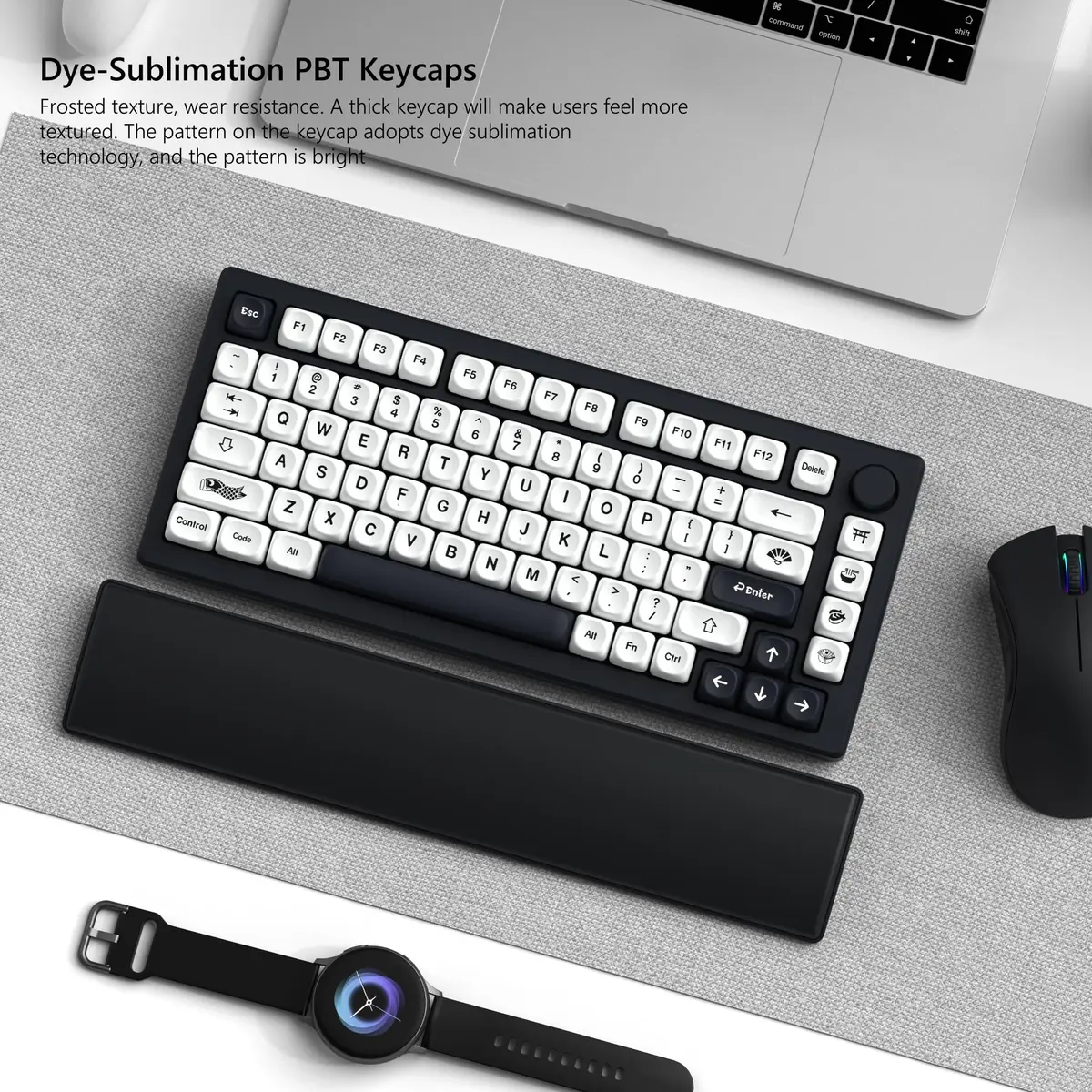 Womier Japanese MOA Keycaps Set for Mechanical Keyboard, White Black (108 Keys) - view 5