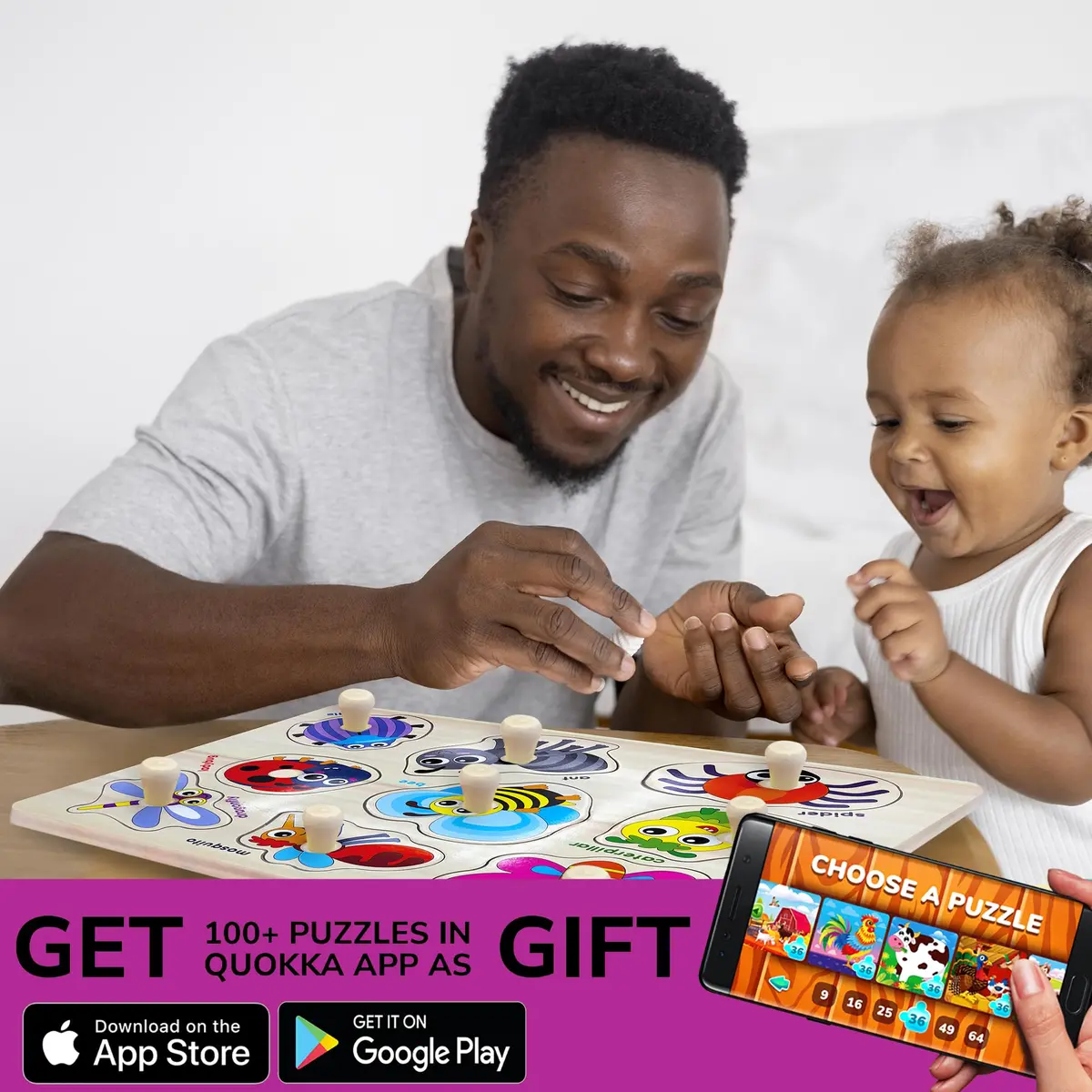 Quokka Wooden Puzzles for Toddlers 1-3 | Bright, Durable & Educational (6 Pack, Ages 2-4) - view 6