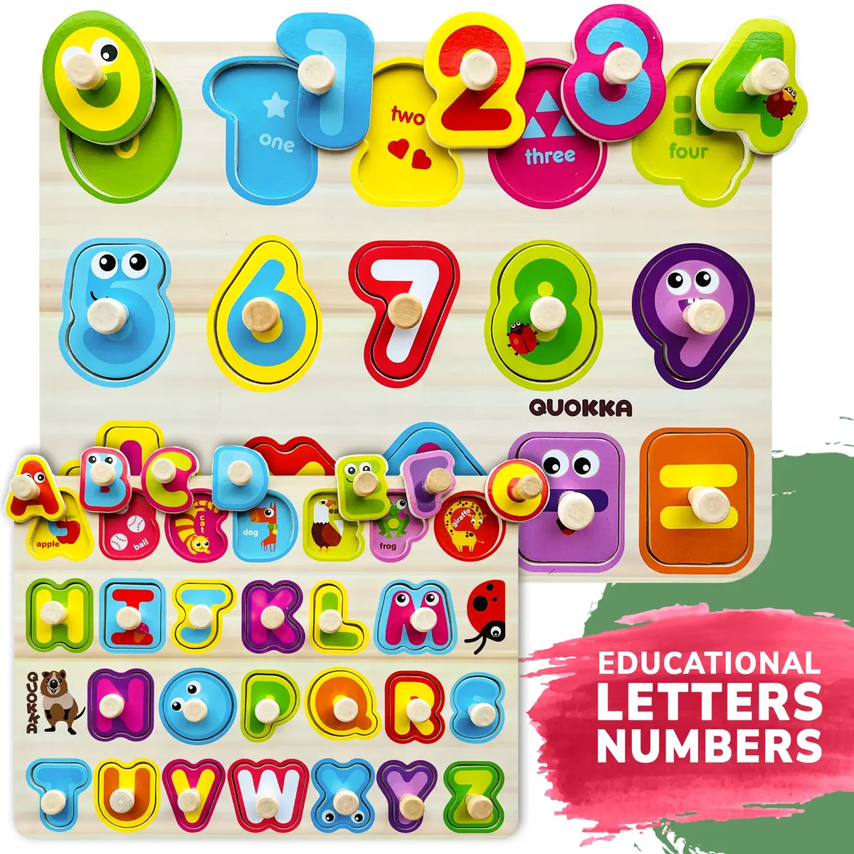 Quokka Wooden Puzzles for Toddlers 1-3 | Bright, Durable & Educational (6 Pack, Ages 2-4) - view 3