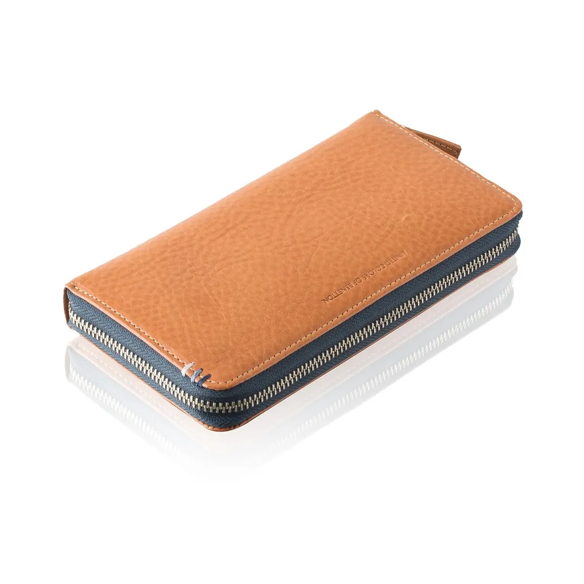 United Colors of Benetton Men's Leather Wallet, Camel | Italian Leather, Zipper Closure, Bi-Fold - main product image