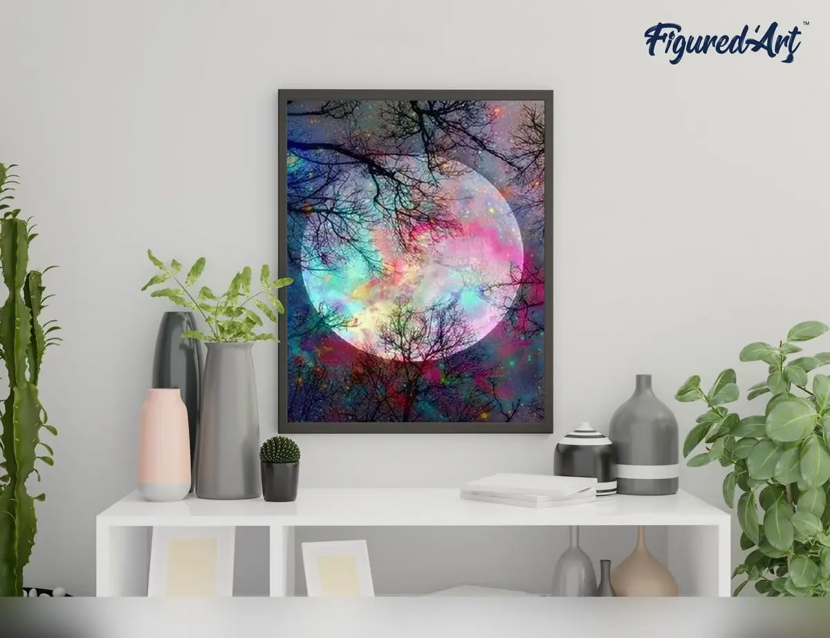 Figured'Art Paint by Numbers Kit for Adults Full Moon with Colourful Reflections 16"x20" | Relaxing Art Hobby with Premium Materials - view 4