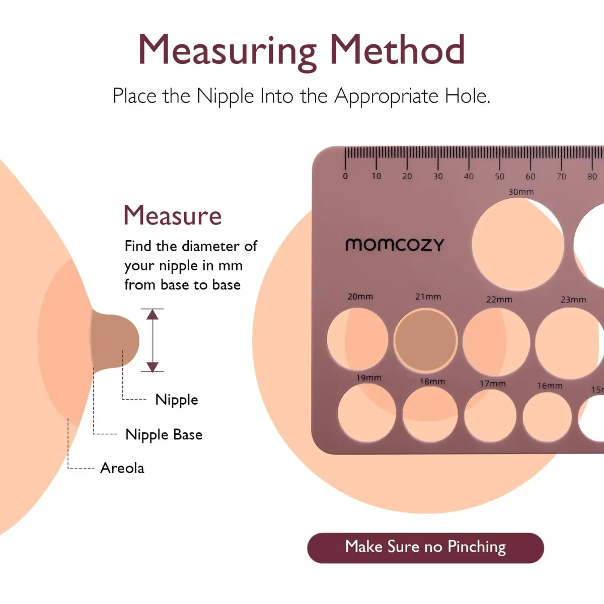 Momcozy Nipple Ruler for Flange Sizing, Silicone Measurement Tool 10-30mm | Essential for Breast Pump Fitting - view 3
