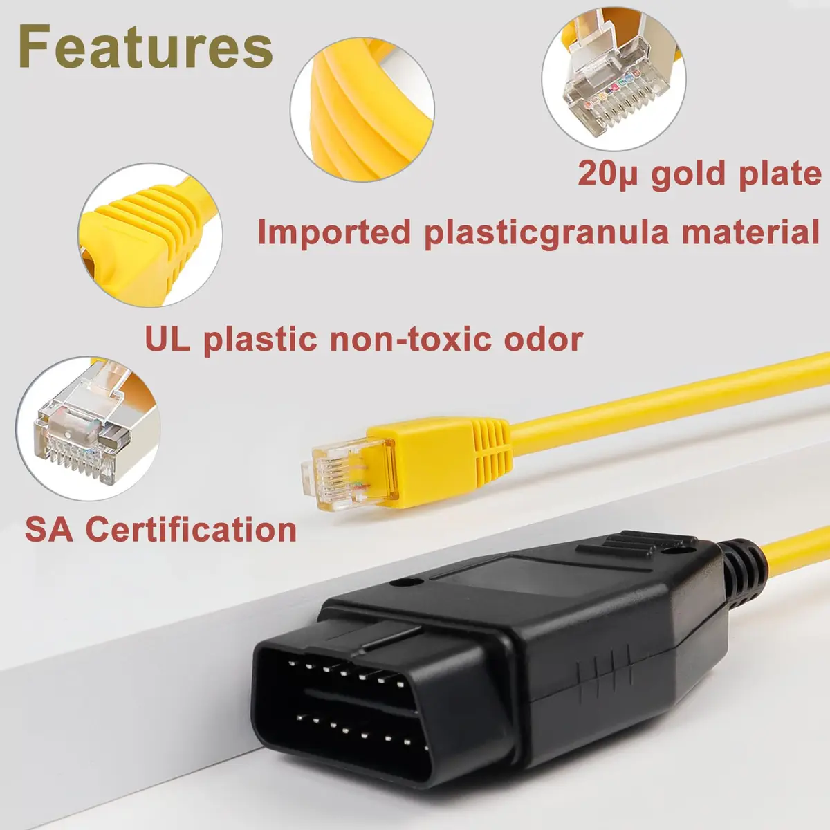 AUTOXBERT Enet OBD2 RJ45 Ethernet Cable for BMW F Series | 6.6ft/2M Diagnostic Interface - view 6