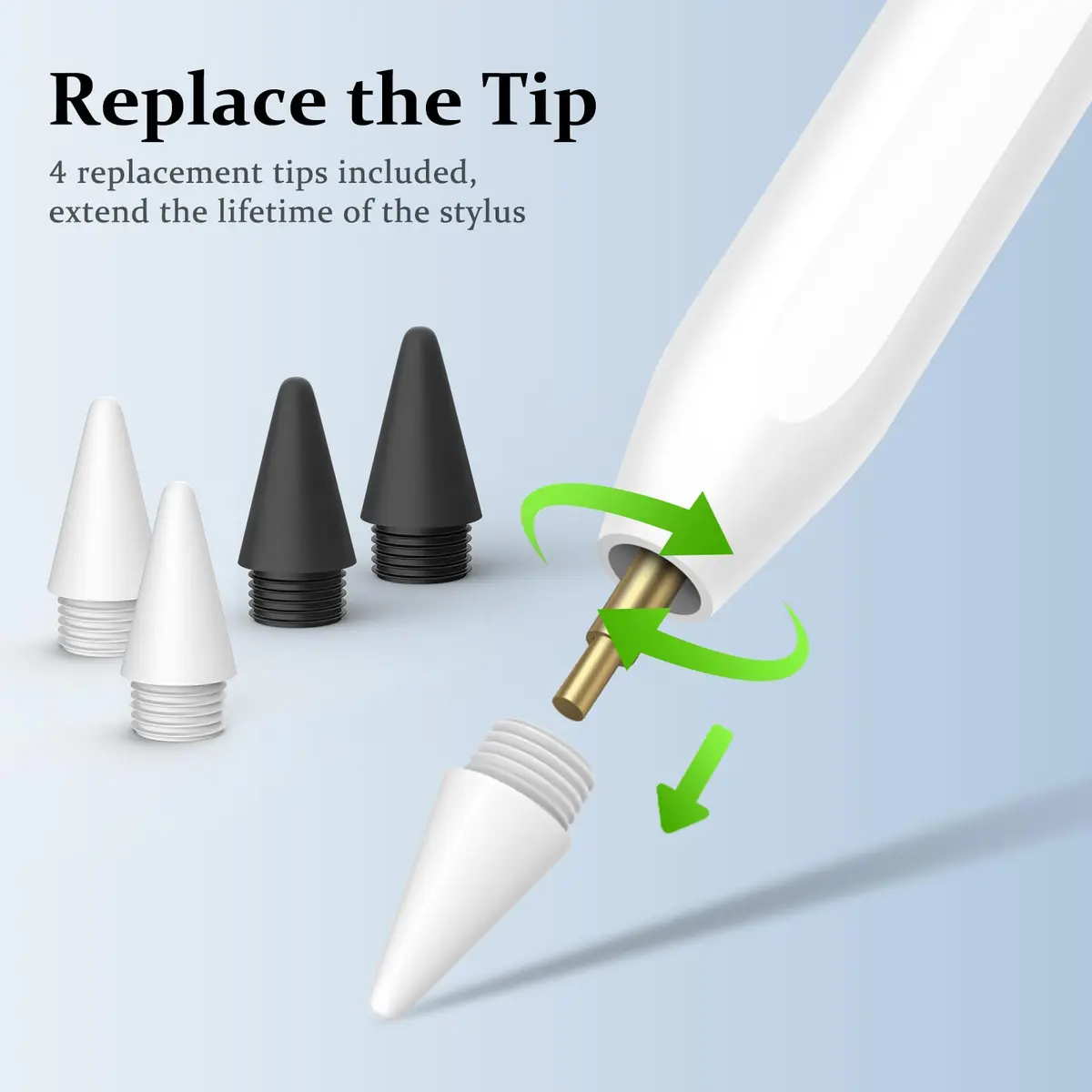 MEKO Active Stylus Pen for iPad with Palm Rejection & Tilt Sensor, 2-Pack (White/Black) | Fast Charging 13 Mins for 9 Hrs Use - view 6
