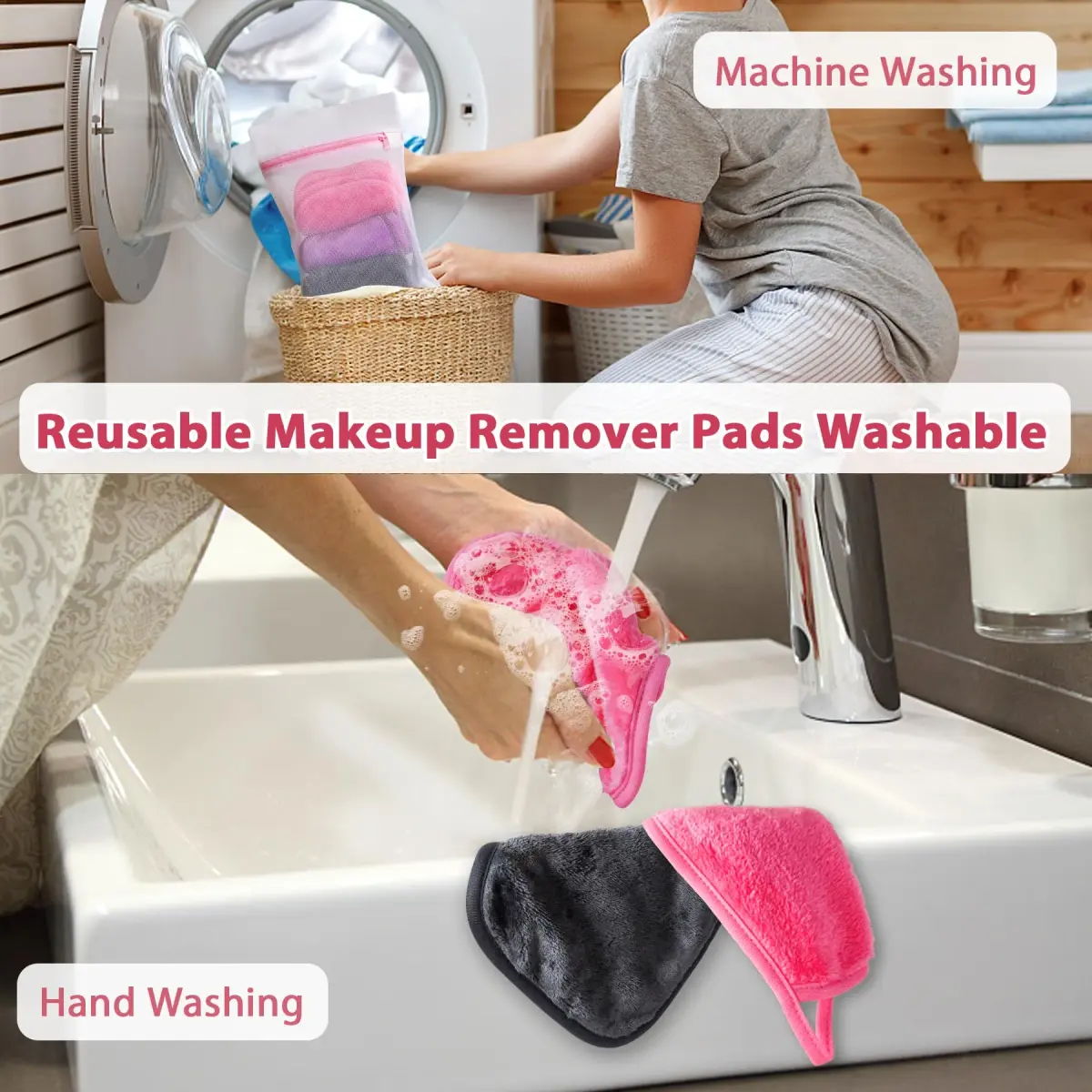 Natwag Makeup Remover Cloths 6" x 6" (15cm x 15cm) — 12 Pack | Gentle Microfiber Face Washcloths - view 5