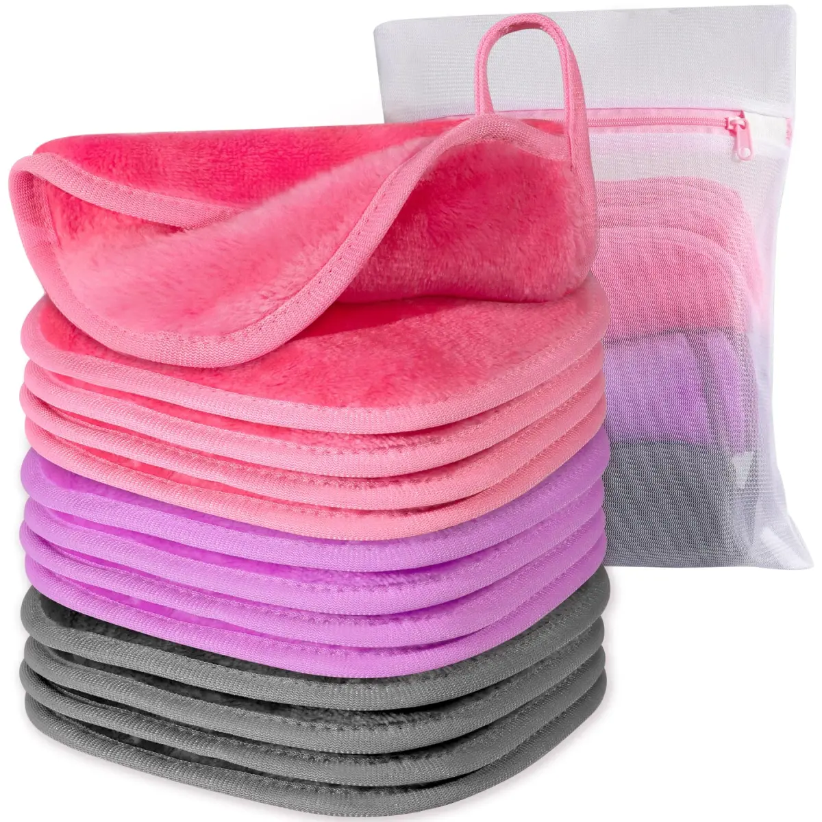Natwag Makeup Remover Cloths 6" x 6" (15cm x 15cm) — 12 Pack | Gentle Microfiber Face Washcloths - main product image