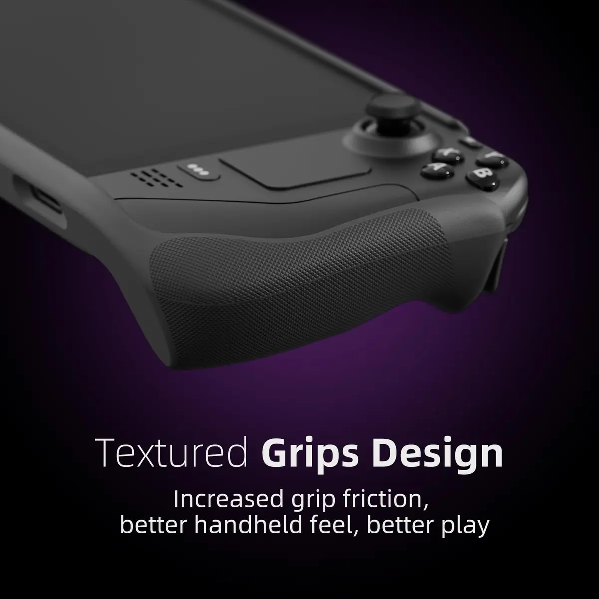 SAVAGE RAVEN GripCase SD for Steam Deck: Soft Protective Case with Textured Grips & Stand, Black (130g) - view 3