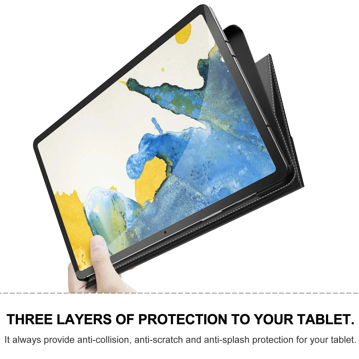 INFILAND Black PU Leather Case for Samsung Galaxy Tab S10 Lite/S10 FE/S9 FE 10.9 Inch & Tab S9 11 Inch with S Pen Holder | Auto Wake/Sleep - view 6