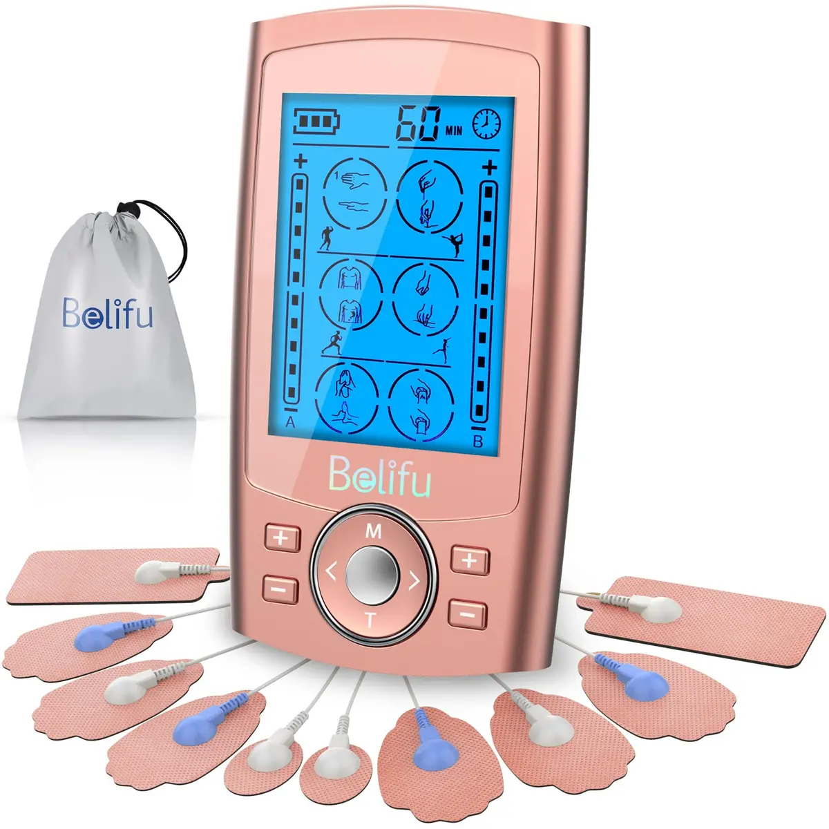 Belifu Dual Channel TENS EMS Unit 24 Modes Muscle Stimulator 0.29kg (10.3oz) | Pain Relief & Muscle Therapy - main product image