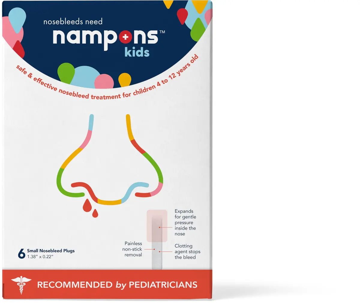 Nampons Kids Nosebleed Stoppers 6 Pack | Pediatrician Approved, Safe & Pain-Free - main product image