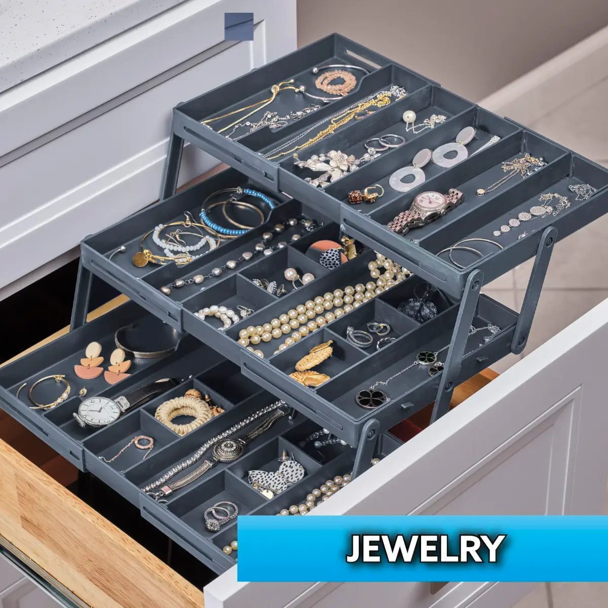 Ontel Smart Drawer Organizer with Adjustable Dividers | 21 Liters (7.75" x 9.8" x 2.75") - view 4