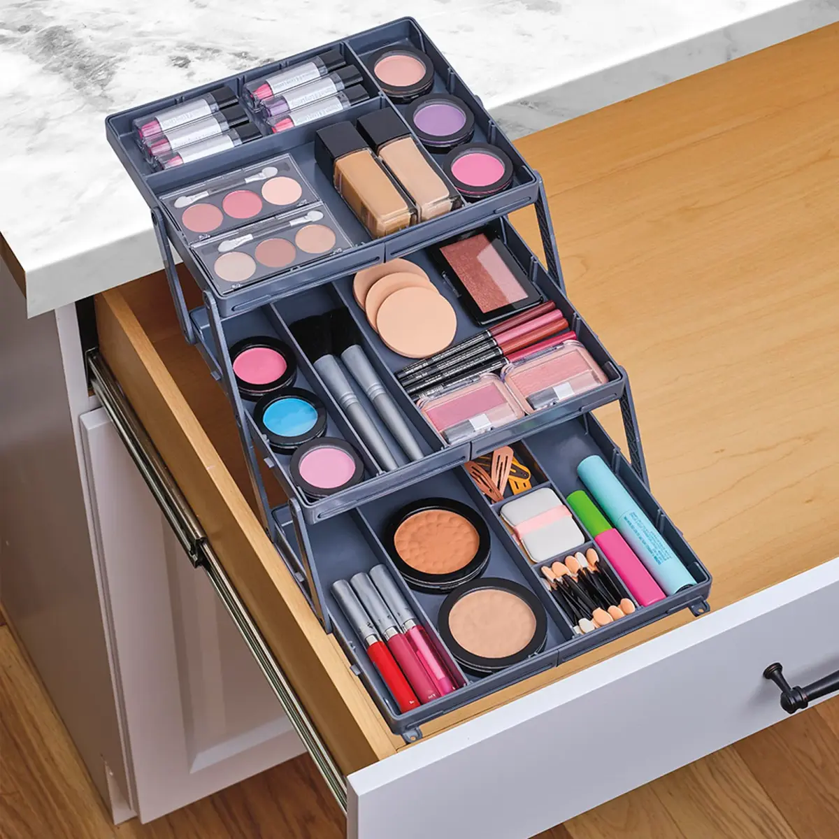 Ontel Smart Drawer Organizer with Adjustable Dividers | 21 Liters (7.75" x 9.8" x 2.75") - view 9