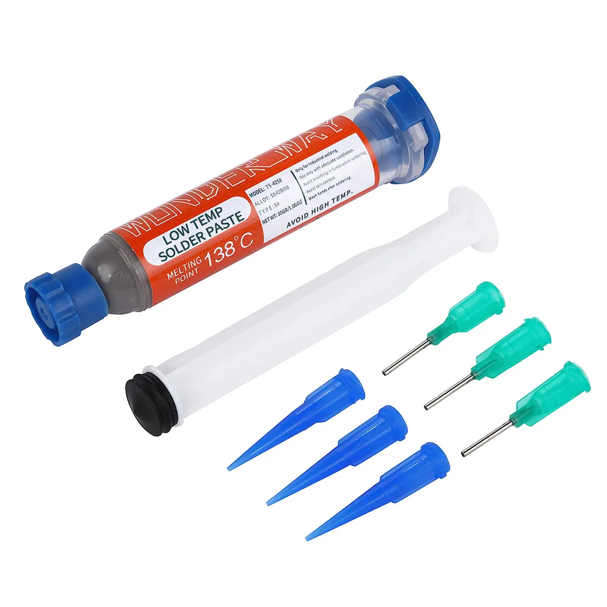 wonderway Sn42/Bi58 T5 Lead Free Solder Paste No Clean, 138℃ Melting Point (20g Net Paste) | For Electronics & Appliances - main product image