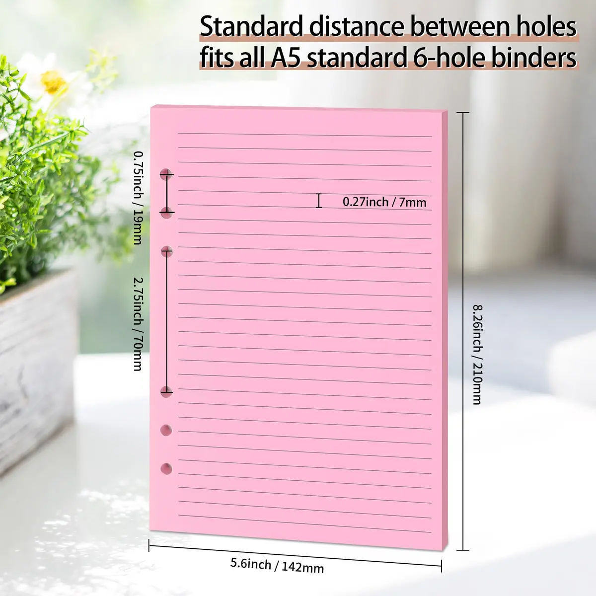 Mafegu Refill Paper A5 5-Color Ruled | 120 GSM Thick Loose Leaf Sheets for Planners - view 5