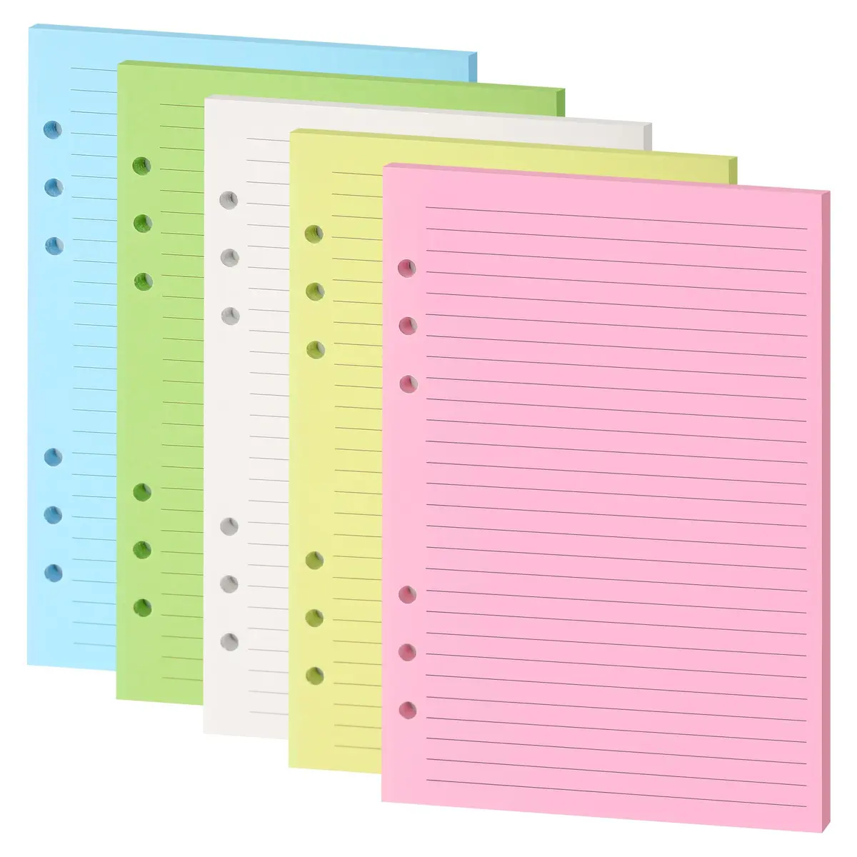 Mafegu Refill Paper A5 5-Color Ruled | 120 GSM Thick Loose Leaf Sheets for Planners - main product image