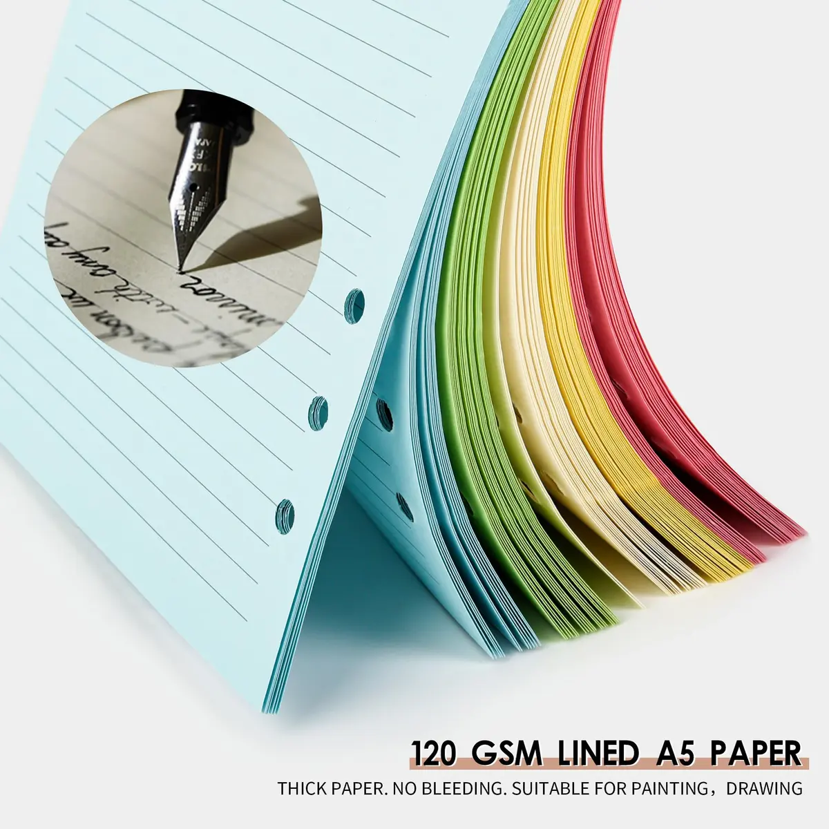 Mafegu Refill Paper A5 5-Color Ruled | 120 GSM Thick Loose Leaf Sheets for Planners - view 2