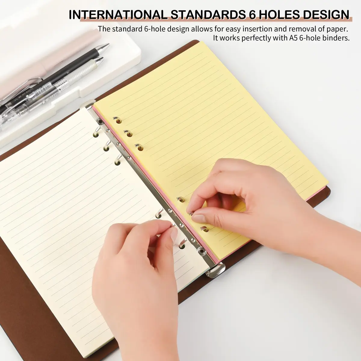 Mafegu Refill Paper A5 5-Color Ruled | 120 GSM Thick Loose Leaf Sheets for Planners - view 3
