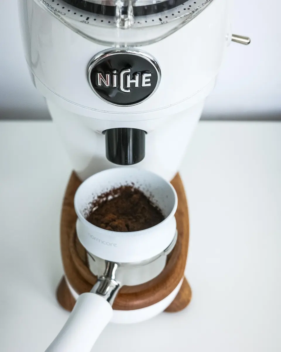 Normcore 58mm Magnetic Dosing Funnel V2 White | Espresso Coffee Dosing Ring with 9 Neodymium Magnets - view 2