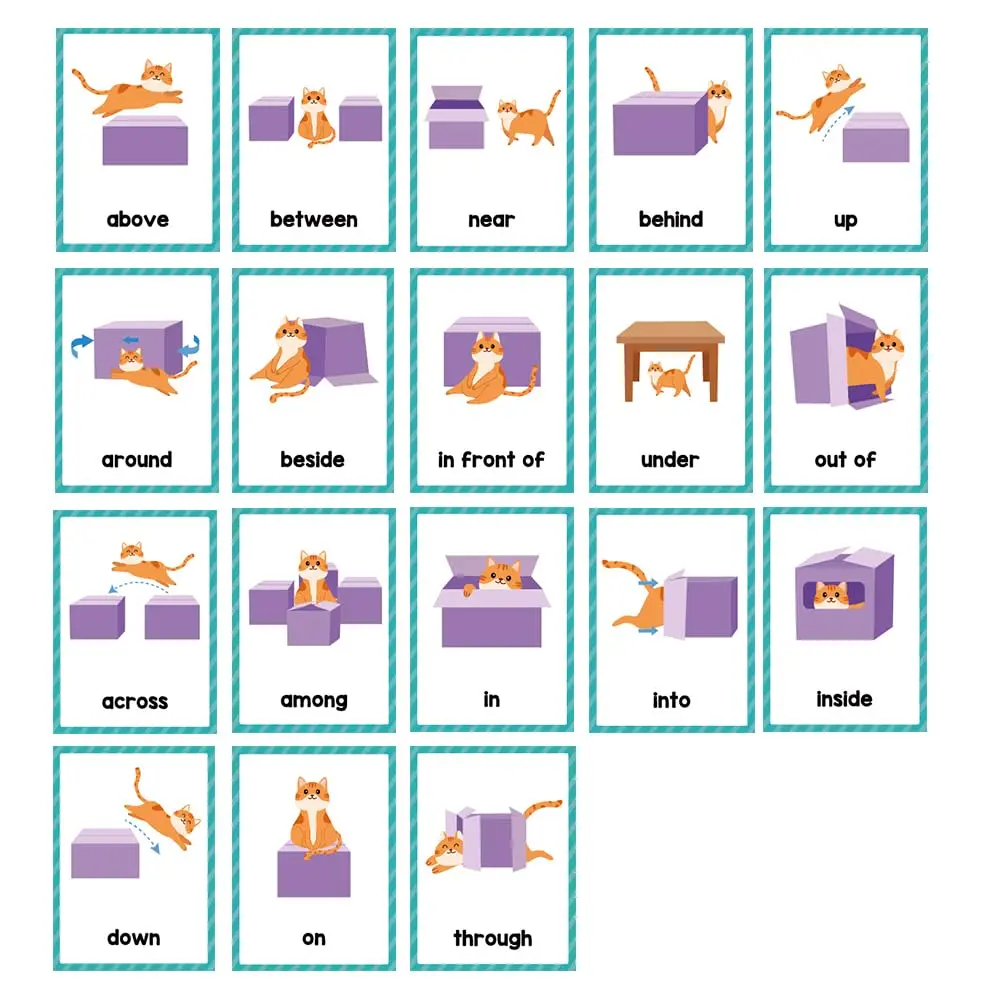 Lachilly Prepositions Flashcards 10 Cards (8 X 11 cm) | Kindergarten Vocabulary Building - view 2
