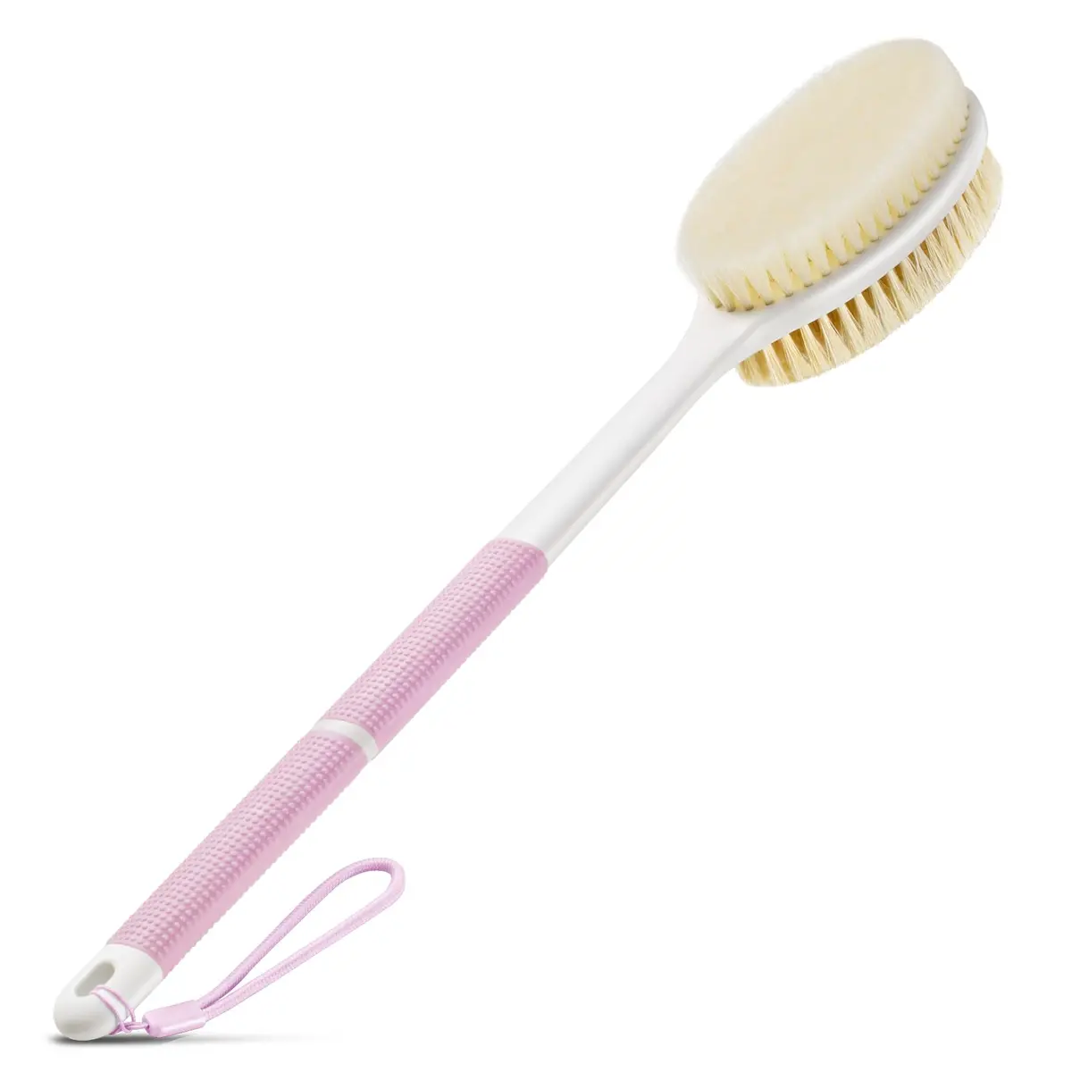 Backski Pink Body Scrubber Long Handle with Stiff & Soft Bristles | 43.5 cm (17.12 Inch) - main product image