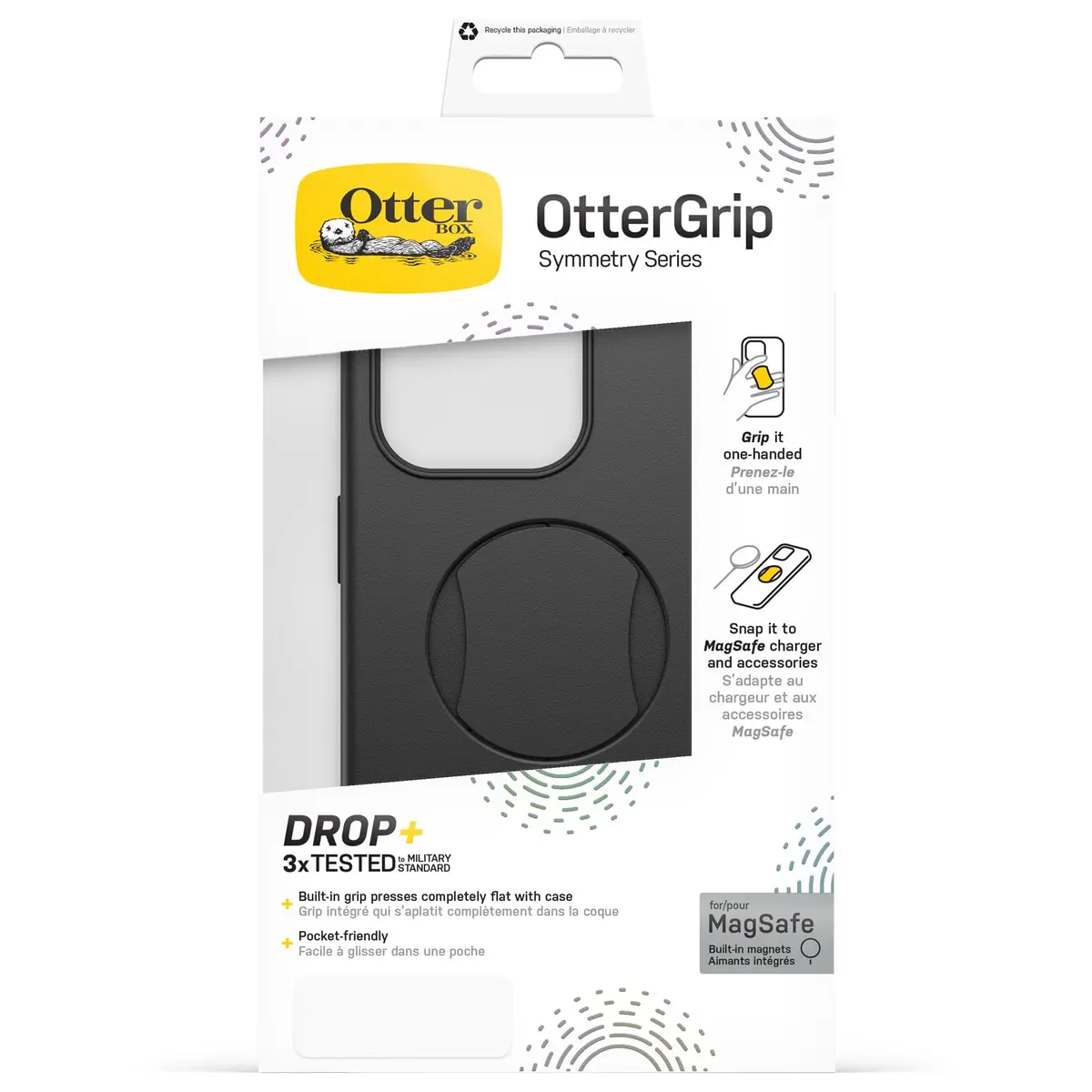 OtterBox OtterGrip Symmetry Case for iPhone 15 Pro Max with MagSafe Grip, Black | Military Standard Drop Protection - view 6