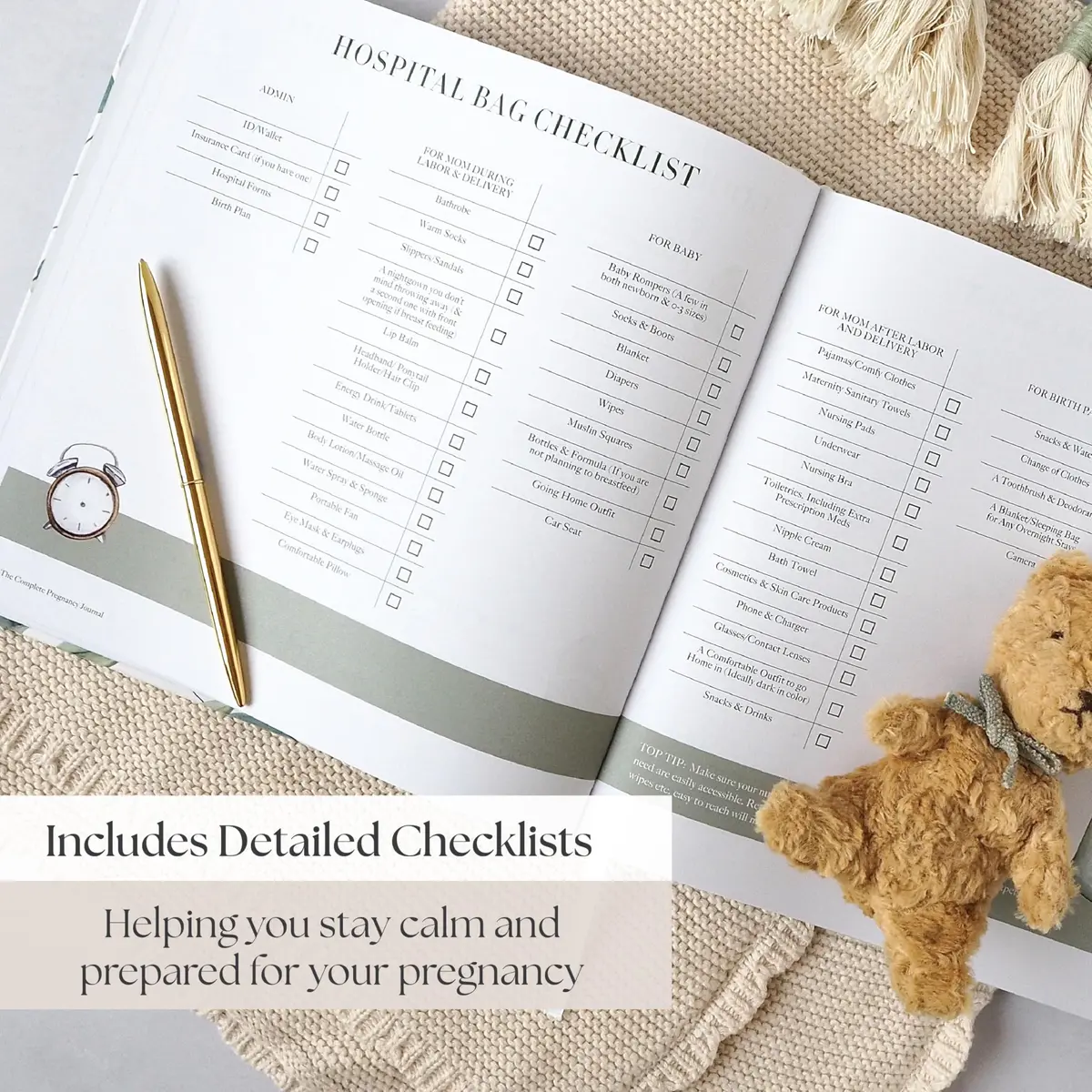Bibi & Beau Watercolour Pregnancy Journal & Baby Memory Book 196-Page Hardcover | Complete First-Time Mom Planner - view 6