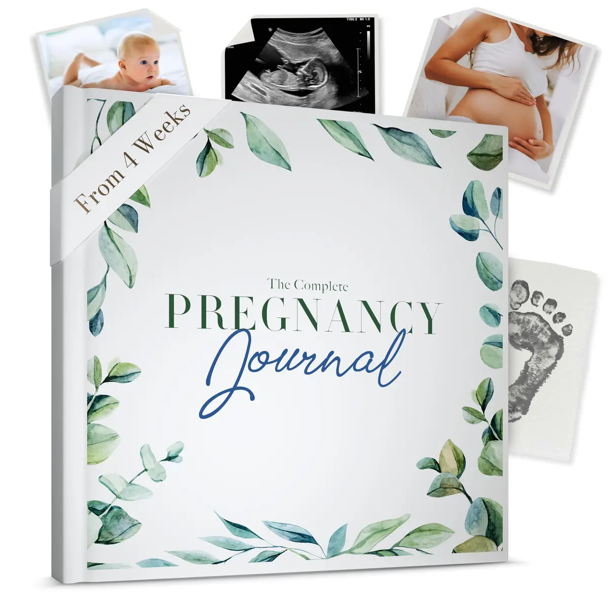 Bibi & Beau Watercolour Pregnancy Journal & Baby Memory Book 196-Page Hardcover | Complete First-Time Mom Planner - main product image