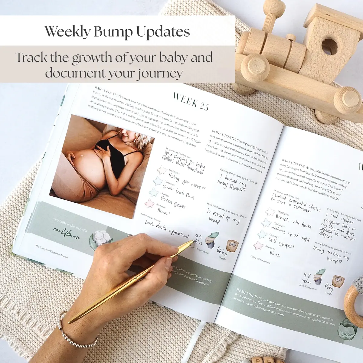Bibi & Beau Watercolour Pregnancy Journal & Baby Memory Book 196-Page Hardcover | Complete First-Time Mom Planner - view 3