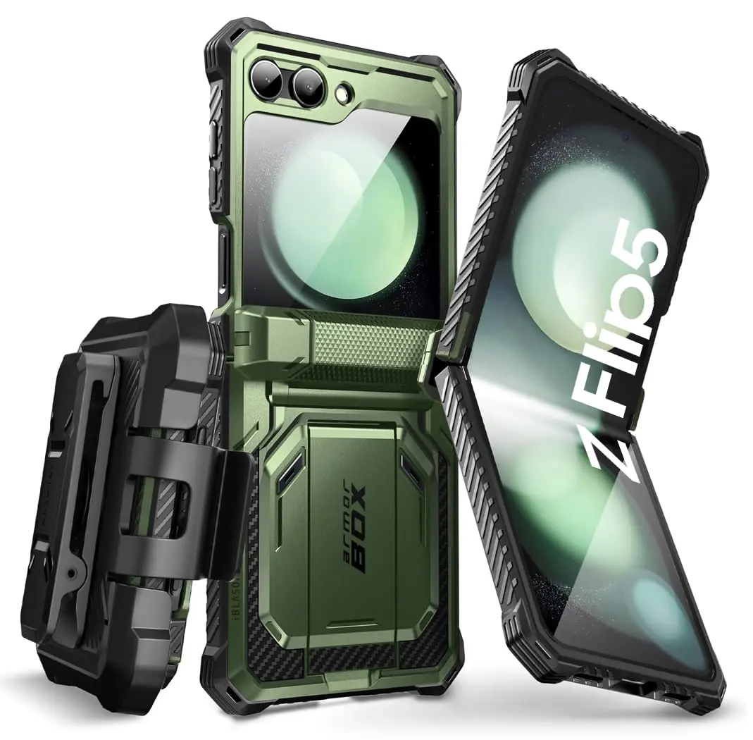 i-Blason for Samsung Galaxy Z Flip 5 Case with Stand, Dark Green | Shockproof Flip Cover - main product image