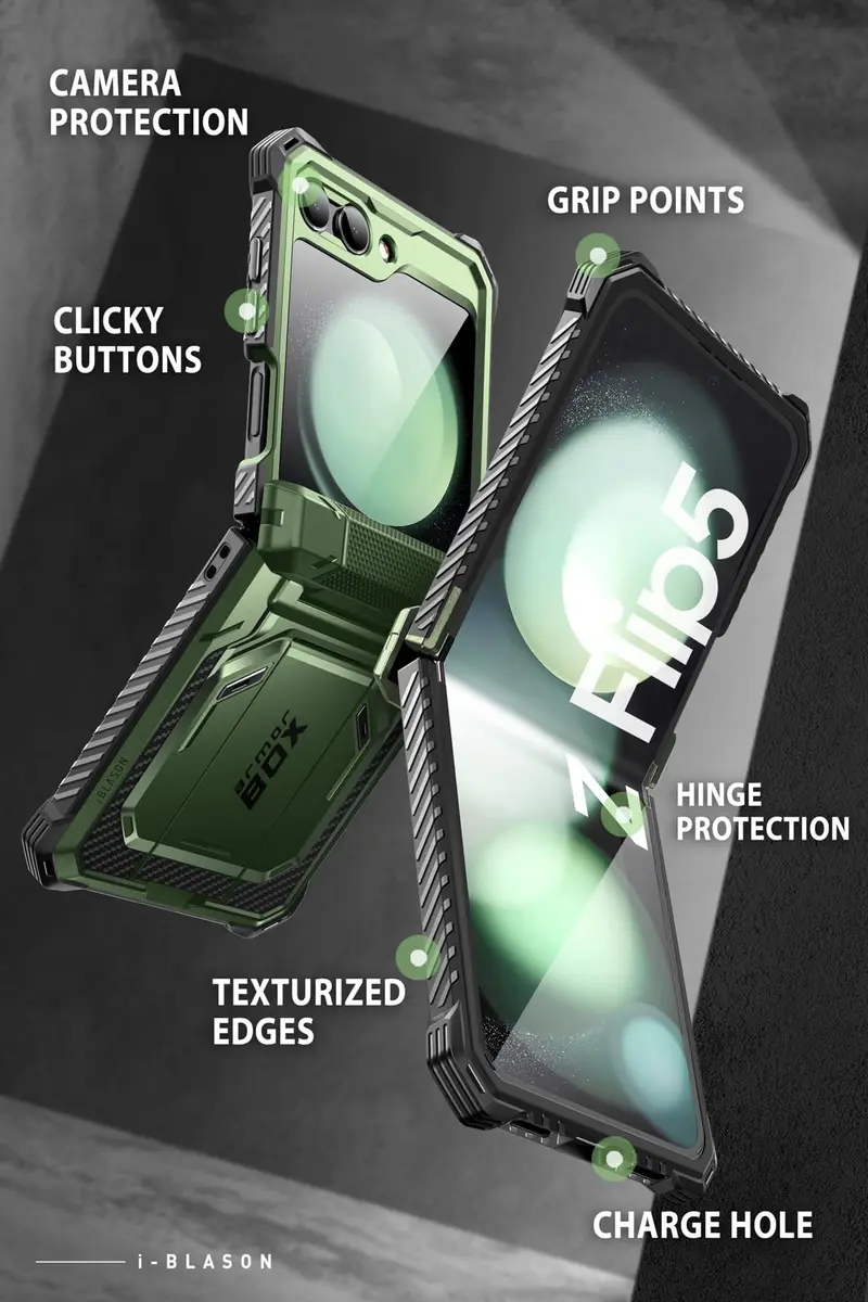 i-Blason for Samsung Galaxy Z Flip 5 Case with Stand, Dark Green | Shockproof Flip Cover - view 8