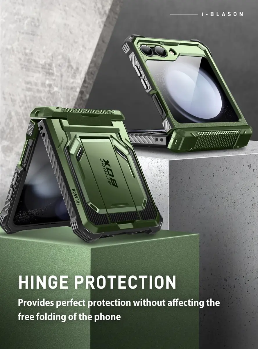 i-Blason for Samsung Galaxy Z Flip 5 Case with Stand, Dark Green | Shockproof Flip Cover - view 3