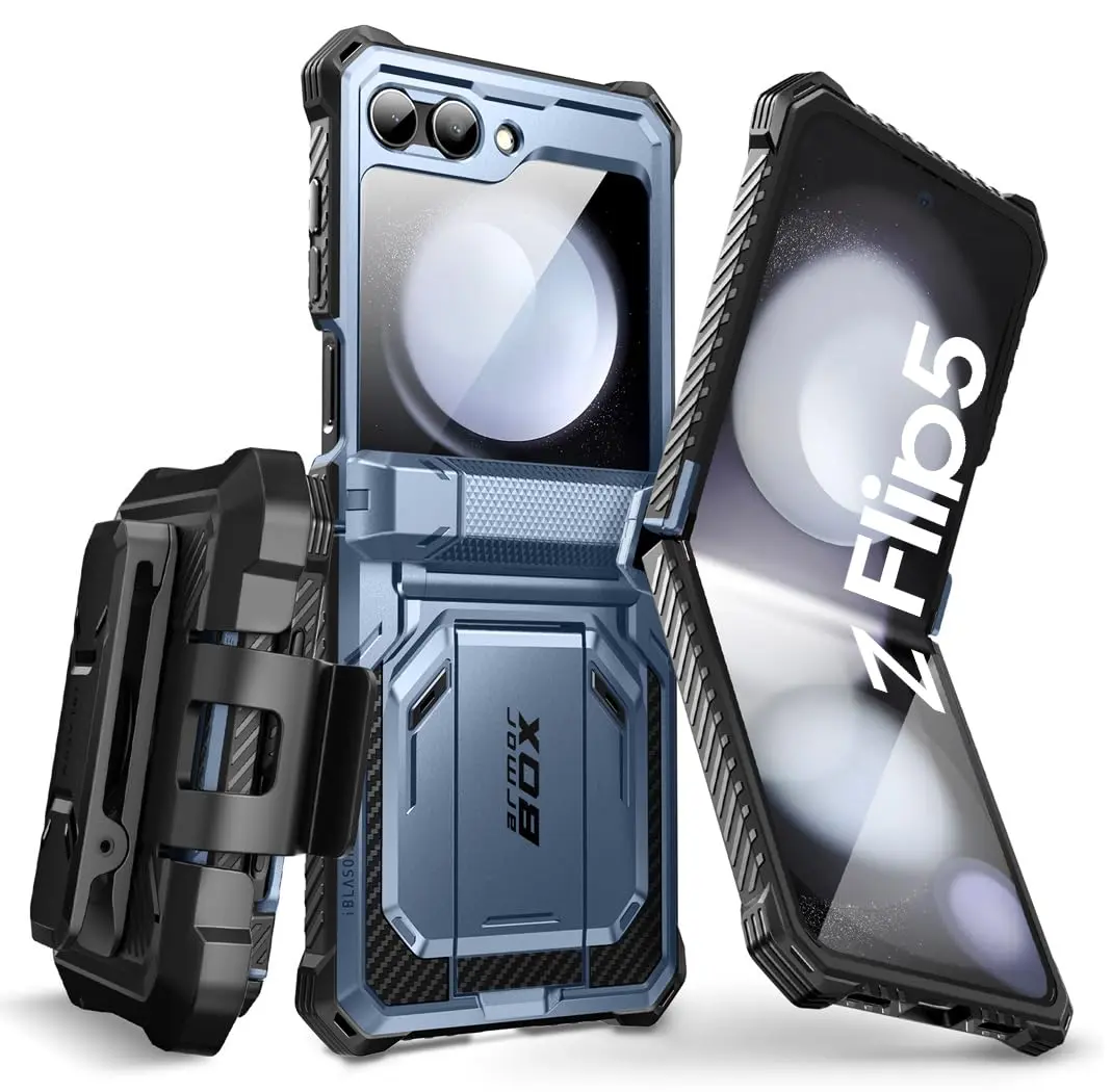i-Blason for Samsung Galaxy Z Flip 5 Case with Stand, Blue | Drop & Hinge Protection - main product image