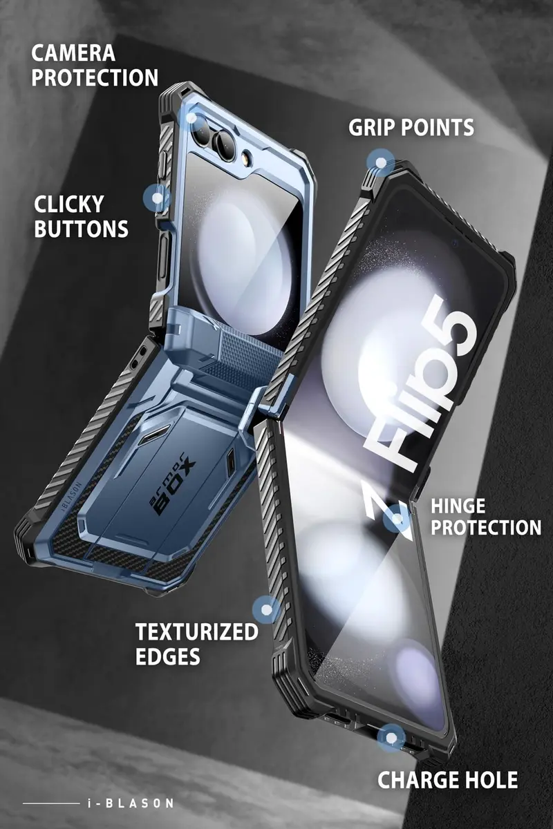 i-Blason for Samsung Galaxy Z Flip 5 Case with Stand, Blue | Drop & Hinge Protection - view 7