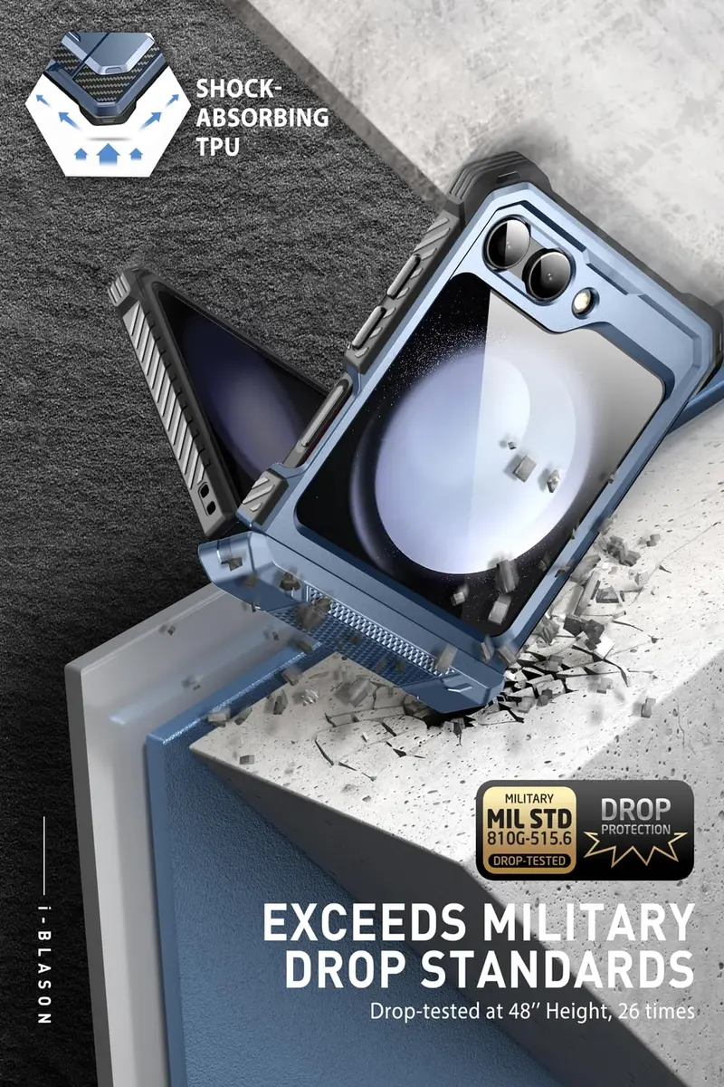 i-Blason for Samsung Galaxy Z Flip 5 Case with Stand, Blue | Drop & Hinge Protection - view 8
