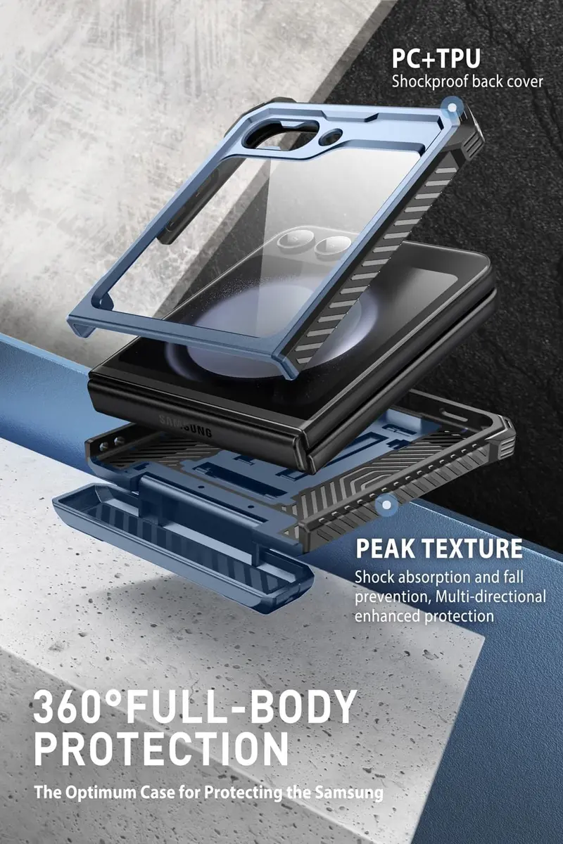 i-Blason for Samsung Galaxy Z Flip 5 Case with Stand, Blue | Drop & Hinge Protection - view 2