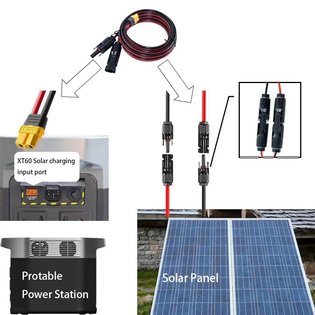 iHaospace Solar to XT60 Charging Cable 10FT (3.04m) | 12AWG Tinned Copper, 300V Rated, IP68 Waterproof - view 5
