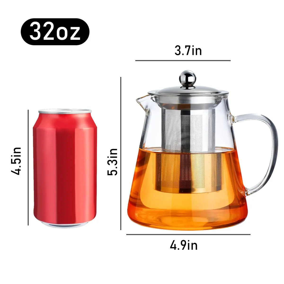 PARACITY Glass Teapot Stovetop 32 OZ | Borosilicate Clear Tea Kettle with Infuser - view 2