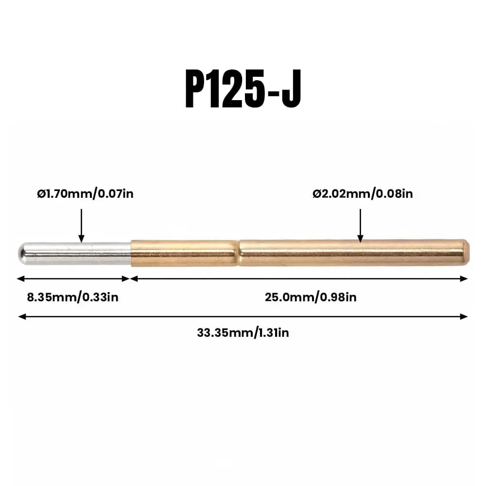 BORDSTRACT Spring Test Probes 100Pcs P125-J | High Accuracy PCB Contact Test Pins - view 2