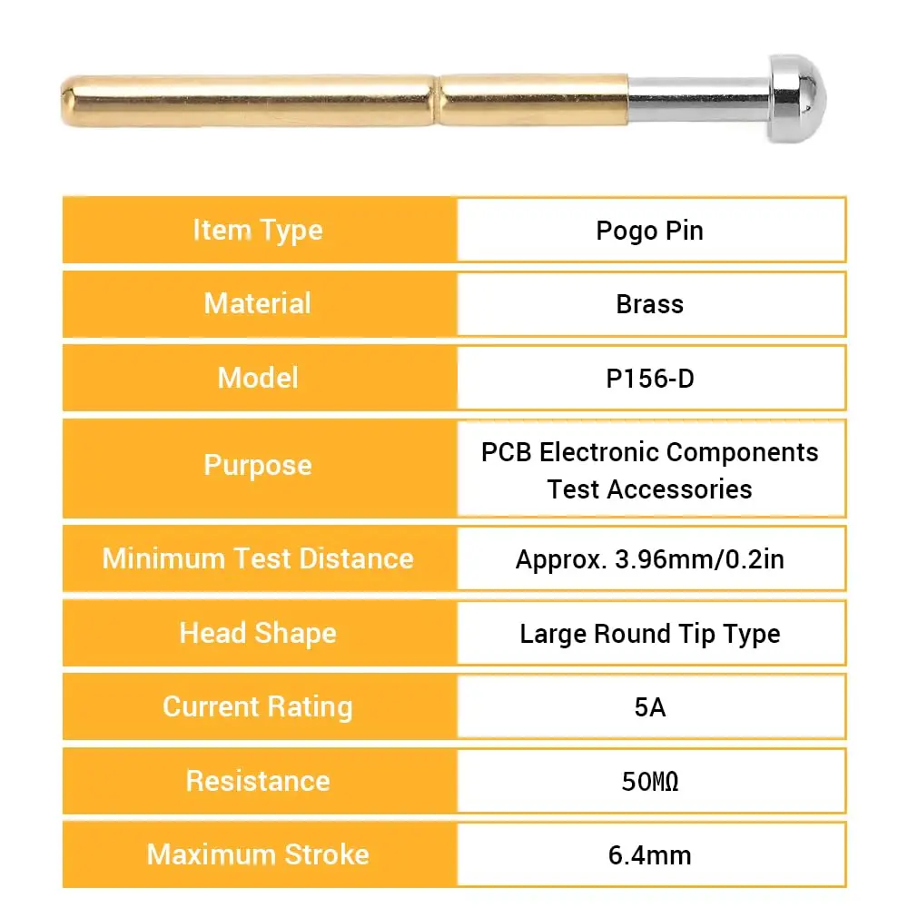 BORDSTRACT P156-D Spring Test Probes with Brass Pogo Pins | 100-Pack for PCB Testing - view 6