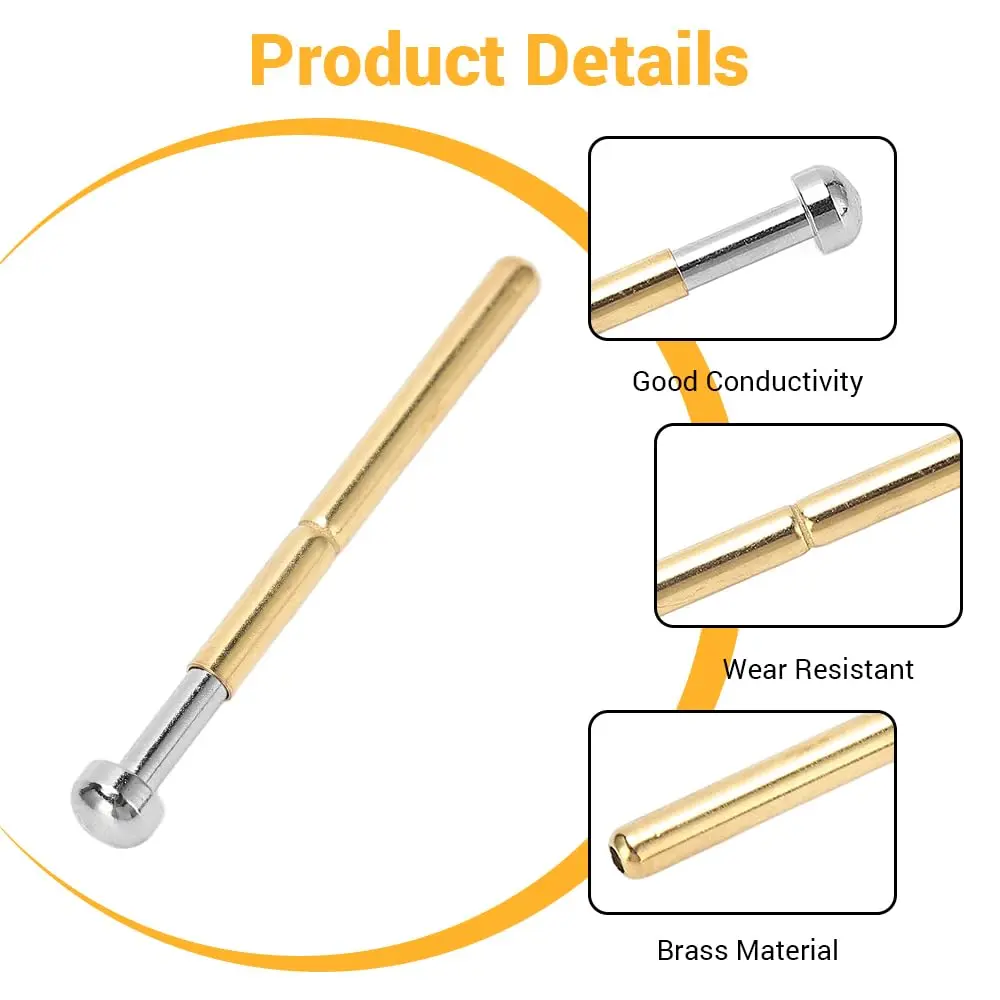 BORDSTRACT P156-D Spring Test Probes with Brass Pogo Pins | 100-Pack for PCB Testing - view 3