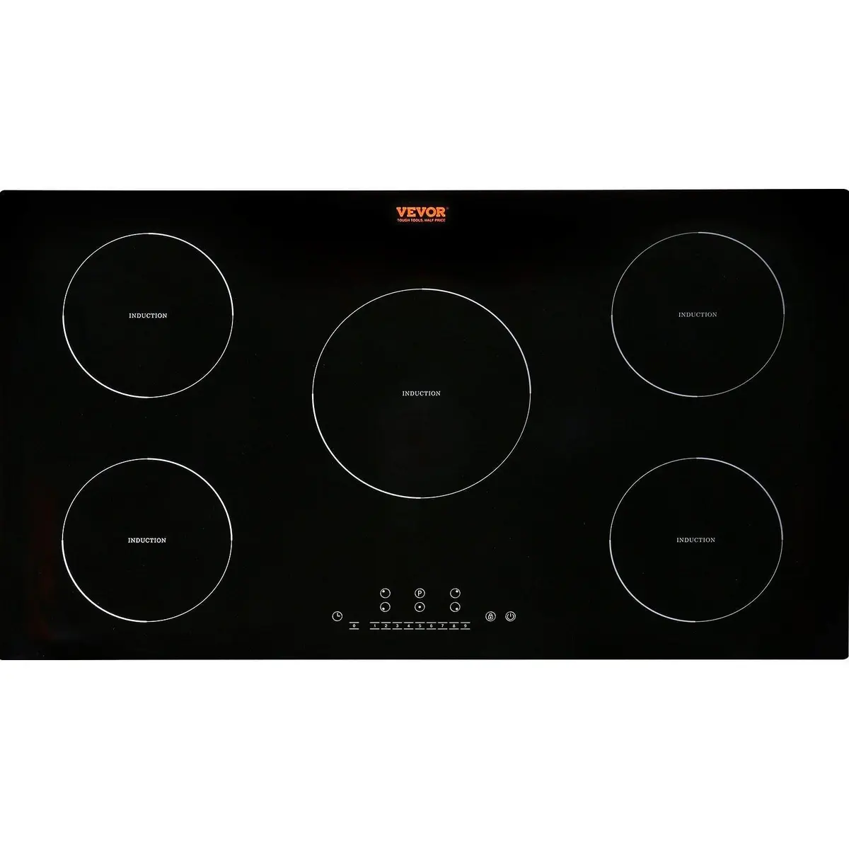 VEVOR 36'' Electric Cooktop 9200W 5 Burners | Vitroceramic Glass & Metal Casing, 220-240V Compatible - main product image