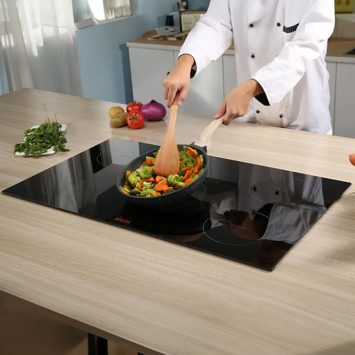 VEVOR 36'' Electric Cooktop 9200W 5 Burners | Vitroceramic Glass & Metal Casing, 220-240V Compatible - view 2